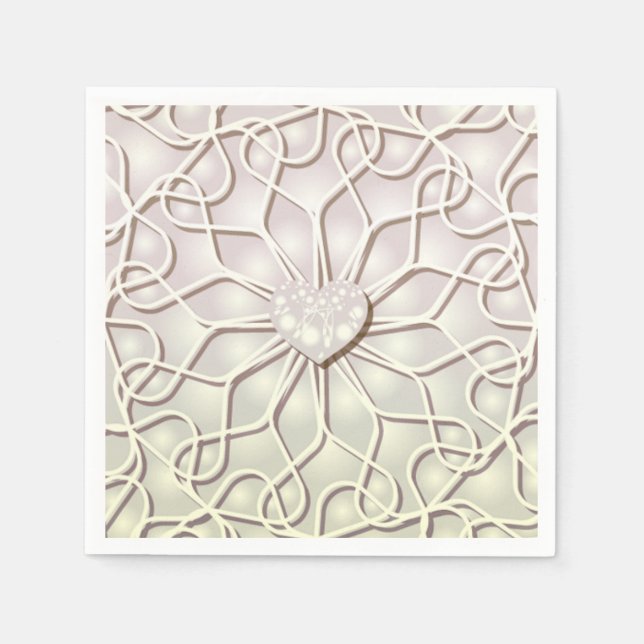 Geometric Rose Gold LOVE Heart Pattern Napkins (Front)