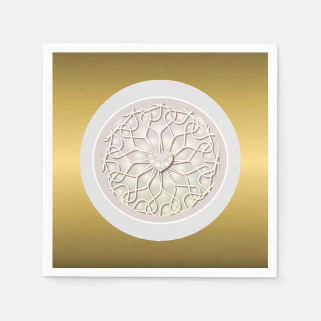 Geometric Rose Gold LOVE Heart Pattern Napkins (Front)