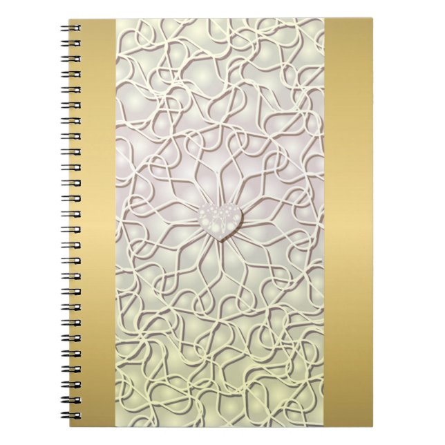 Geometric Rose Gold LOVE Heart Pattern Notebook (Front)
