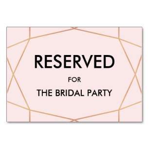 Geometric Rose Gold Reserved Table Sign   Custom Number