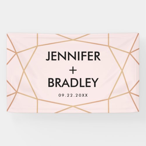 Geometric Rose Gold Wedding Photo Backdrop Banner