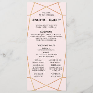 Geometric Rose Gold Wedding Timeline Custom Colo Program