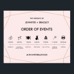 Geometric Rose Gold Wedding Timeline Sign<br><div class="desc">Wedding timeline poster in geometric rose gold design pattern. Perfect modern & minimalist wedding. PERSONALIZE THIS PRINT Personalize this print to match your wedding color theme. Background color can changed with zazzle background color options online tool. For a cohesive look, visit my store to see the whole collections of our...</div>