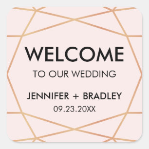 Geometric Rose Gold Wedding Welcome Bag Label