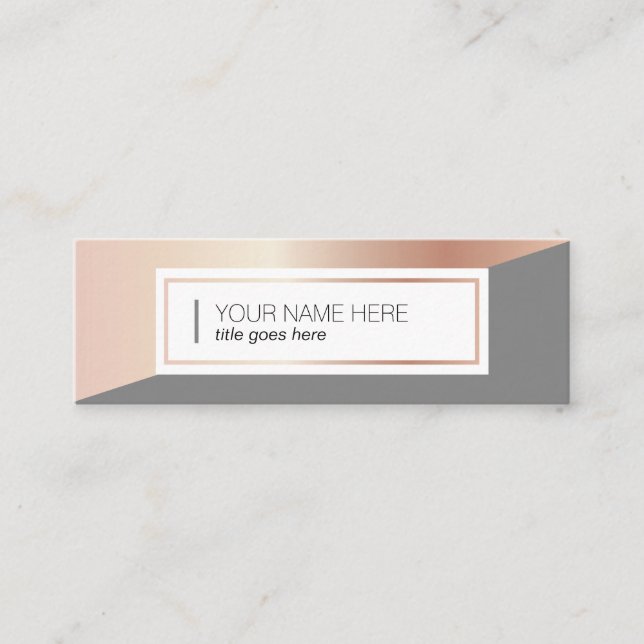 Geometric Rosegold Grey Mini Business Card (Front)