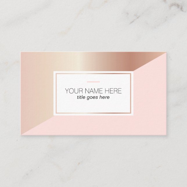 Geometric Rosegold MistyRose Business Card (Front)