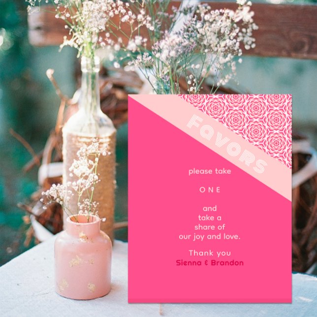 Geometric Roses Red Wedding Favors Pedestal Sign (Creator Uploaded)