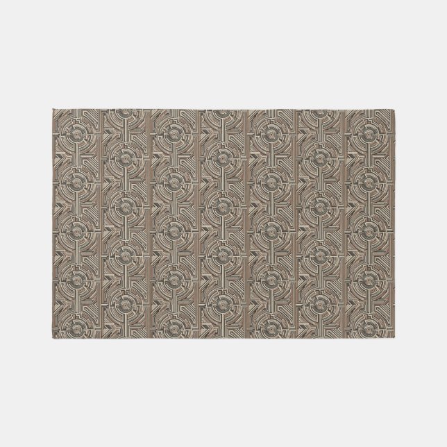 Geometric Rug – Terracotta, Navy & Cream  (Front)
