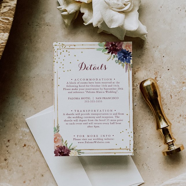 Geometric Rustic Gold Glitter  Wedding Details Enclosure Card (Creator Uploaded)