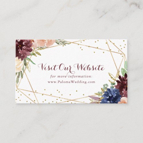 Geometric Rustic Gold Glitter Wedding Website Enclosure Card