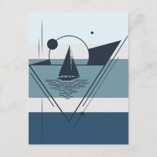 Geometric Sailboat Modern Art Holiday Postcard