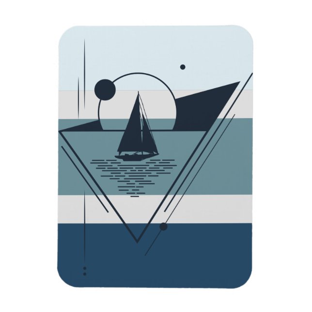 Geometric Sailboat Modern Art Magnet (Vertical)