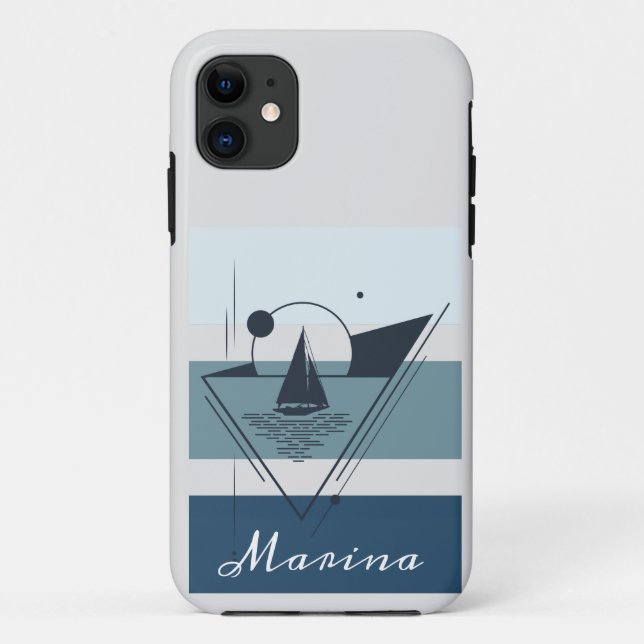 Geometric Sailboat Modern Art Personalized Case-Mate iPhone Case (Back)