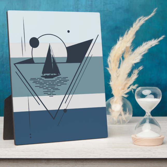 Geometric Sailboat Modern Art Plaque (Side)