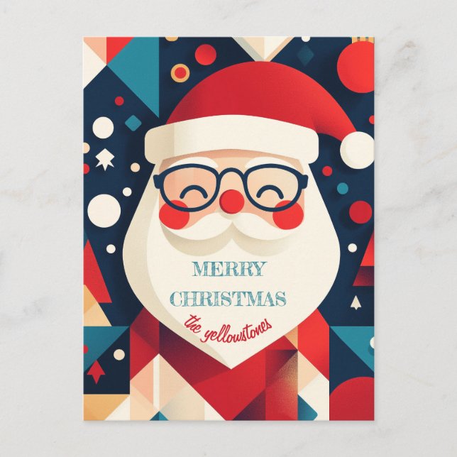 Geometric Santa Claus Holiday Postcard (Front)