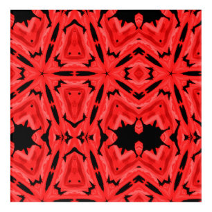 Geometric scarlet black pattern wall art acrylic