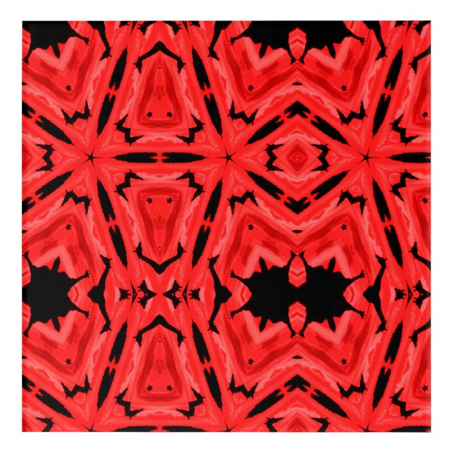 Geometric scarlet black pattern wall art acrylic (Front)