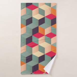 Geometric seamless pattern with colorful squares i bath towel