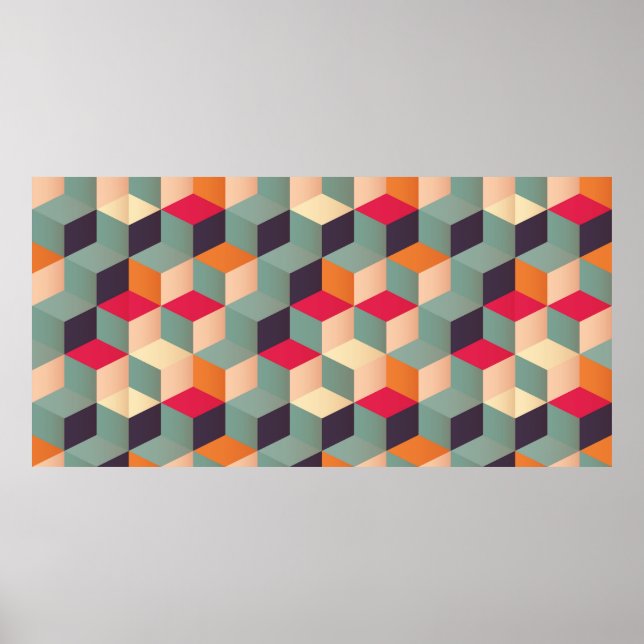 Geometric seamless pattern with colorful squares i poster (Front)