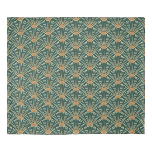 Geometric seamless pattern with golden lines Gree Duvet Cover
