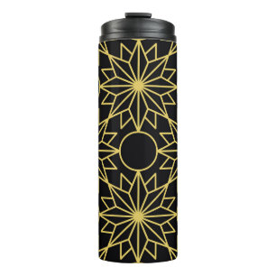 Geometric seamless pattern with stylized golden wi thermal tumbler