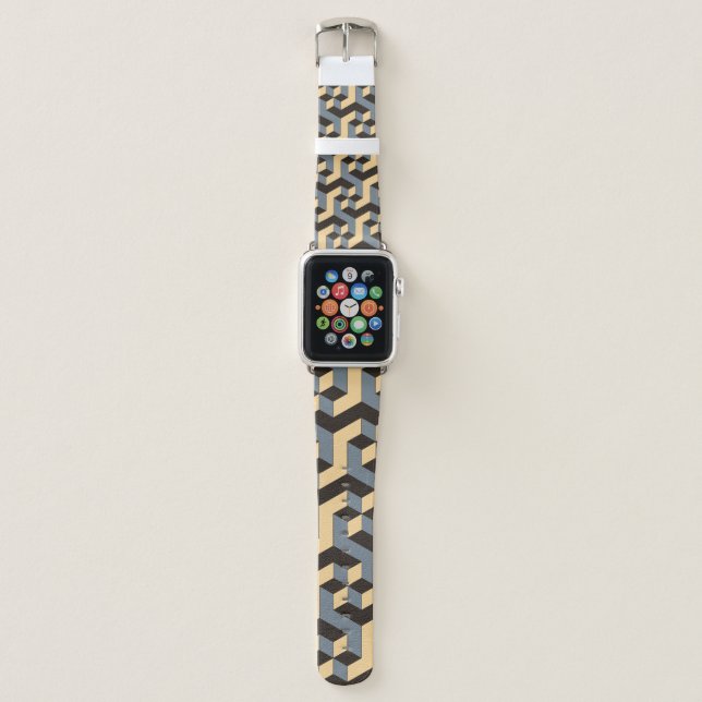 geometric seamless tile with complex rotating cubi apple watch band (Front)