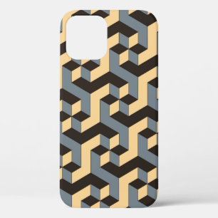 geometric seamless tile with complex rotating cubi iPhone 12 case