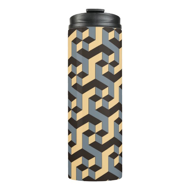 geometric seamless tile with complex rotating cubi thermal tumbler (Front)