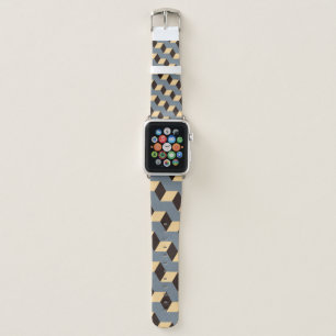 geometric seamless tile with cubic stairs in silve apple watch band