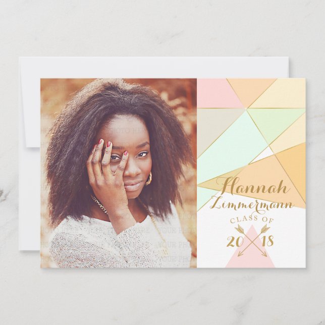 Geometric Senior Photo Graduation Invitation (Front)