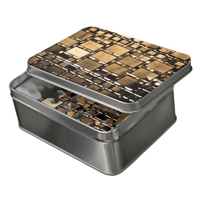 Geometric Sepia Mirrors Jigsaw Puzzle (Lid Open)
