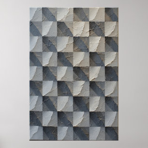 Geometric Shadows: A Sculptural Texture Illusion Poster