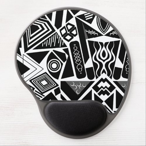 Geometric Shape Black and White Pattern Gel Mouse Pad