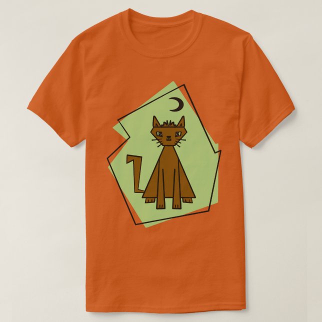 Geometric shape cut cat with black half moon T-Shirt (Design Front)