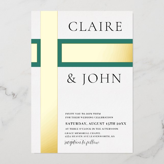 Geometric Shape Wedding Foil Invitation (Front)