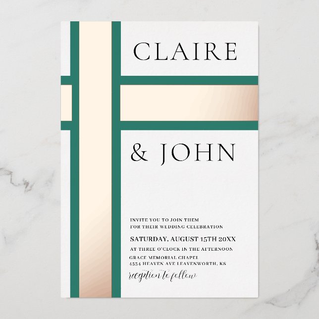 Geometric Shape Wedding Foil Invitation (Front)