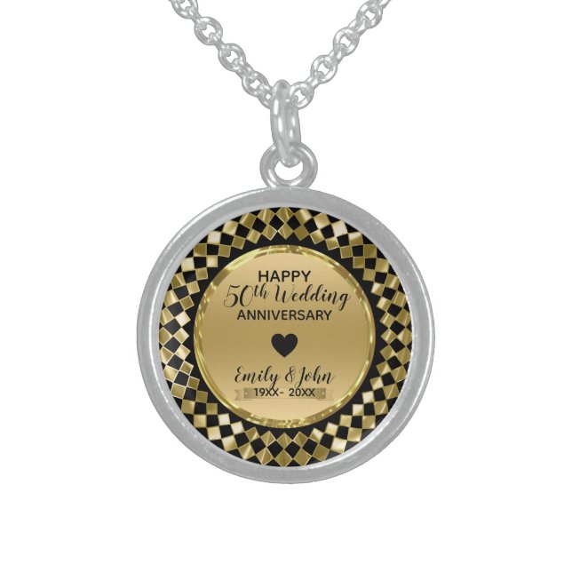 Geometric Shapes- 50th Anniversary Sterling Silver Necklace (Front)