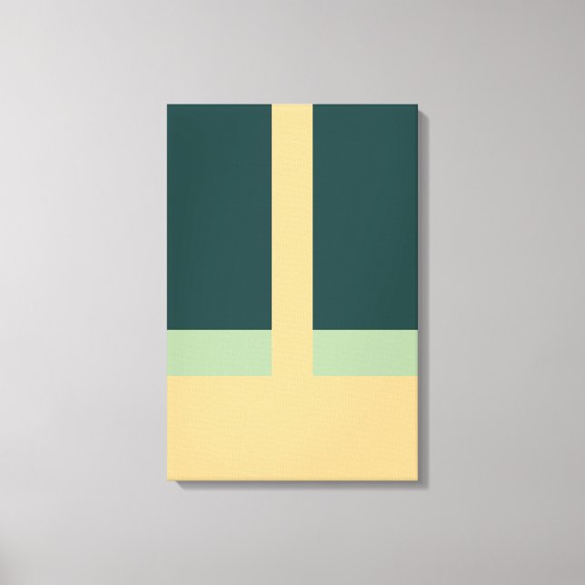 Geometric Shapes Abstract Art Green Apricot Colors Canvas Print (Front)