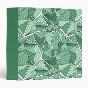 Geometric shapes abstract green pattern 3 ring binder