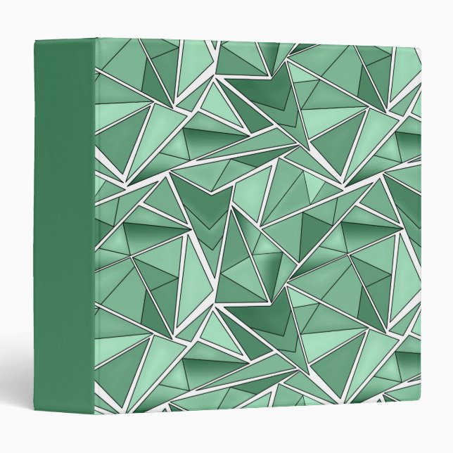 Geometric shapes abstract green pattern  3 ring binder (Front/Spine)