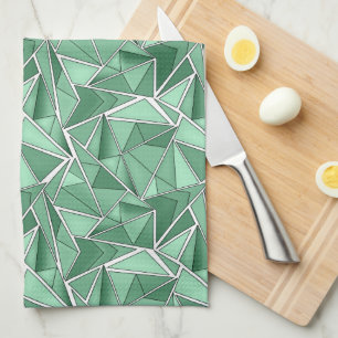 Geometric shapes abstract green pattern kitchen towel