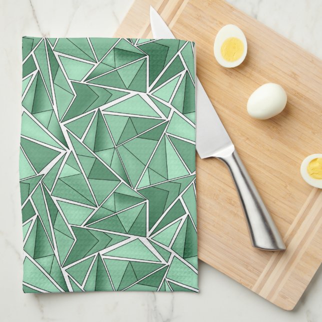 Geometric shapes abstract green pattern  kitchen towel (Quarter Fold)
