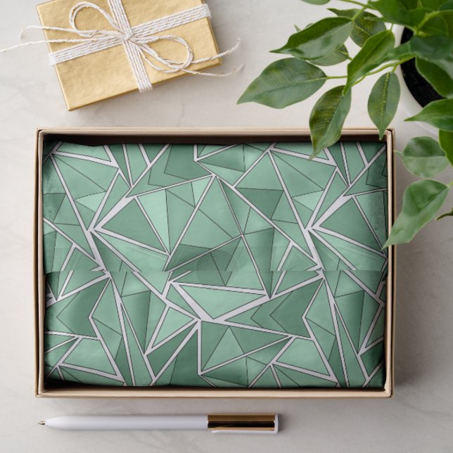 Geometric shapes abstract green pattern  tissue paper (Gift)