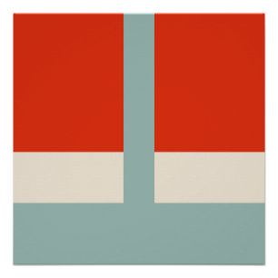 Geometric Shapes Abstract Red Gray Poster