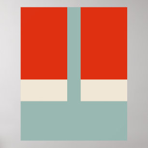 Geometric Shapes Abstract Red Gray Poster