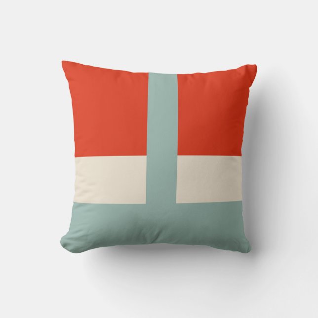 Geometric Shapes Abstract Red Gray Throw Pillow (Front)