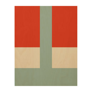 Geometric Shapes Abstract Red Gray Wood Wall Art