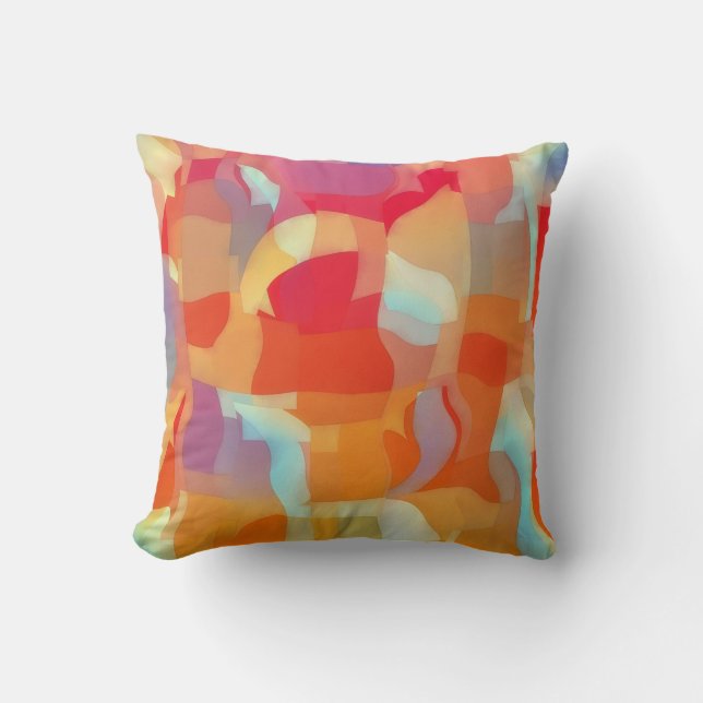 Geometric Shapes and Curves Abstract Art Pillow (Front)