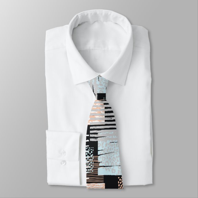 Geometric shapes and stripes neck tie (Tied)