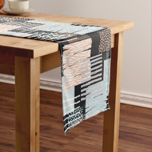 Geometric shapes and stripes short table runner